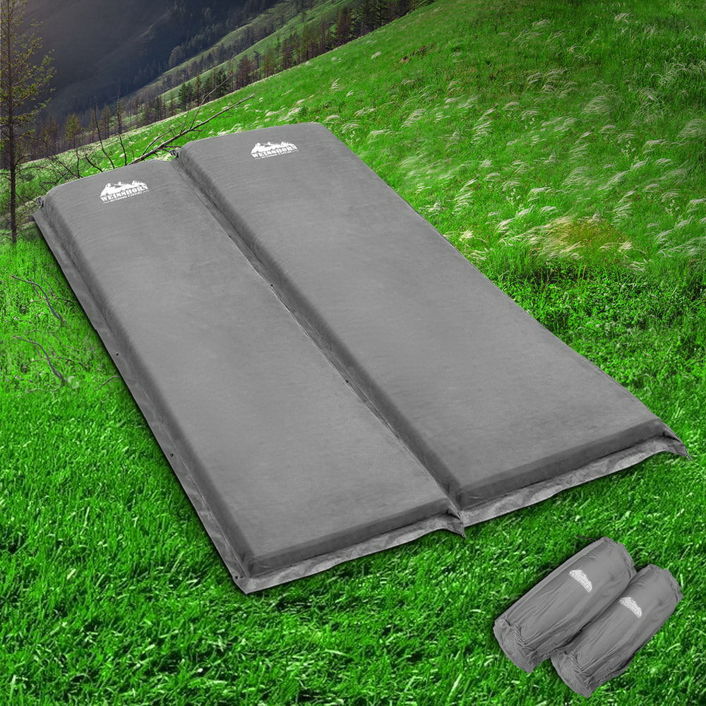Double Self Inflating Mattress Joinable - Grey