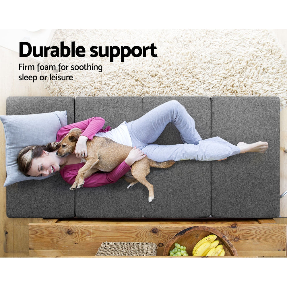 Foldable Camp Foam Single Mattress - Grey