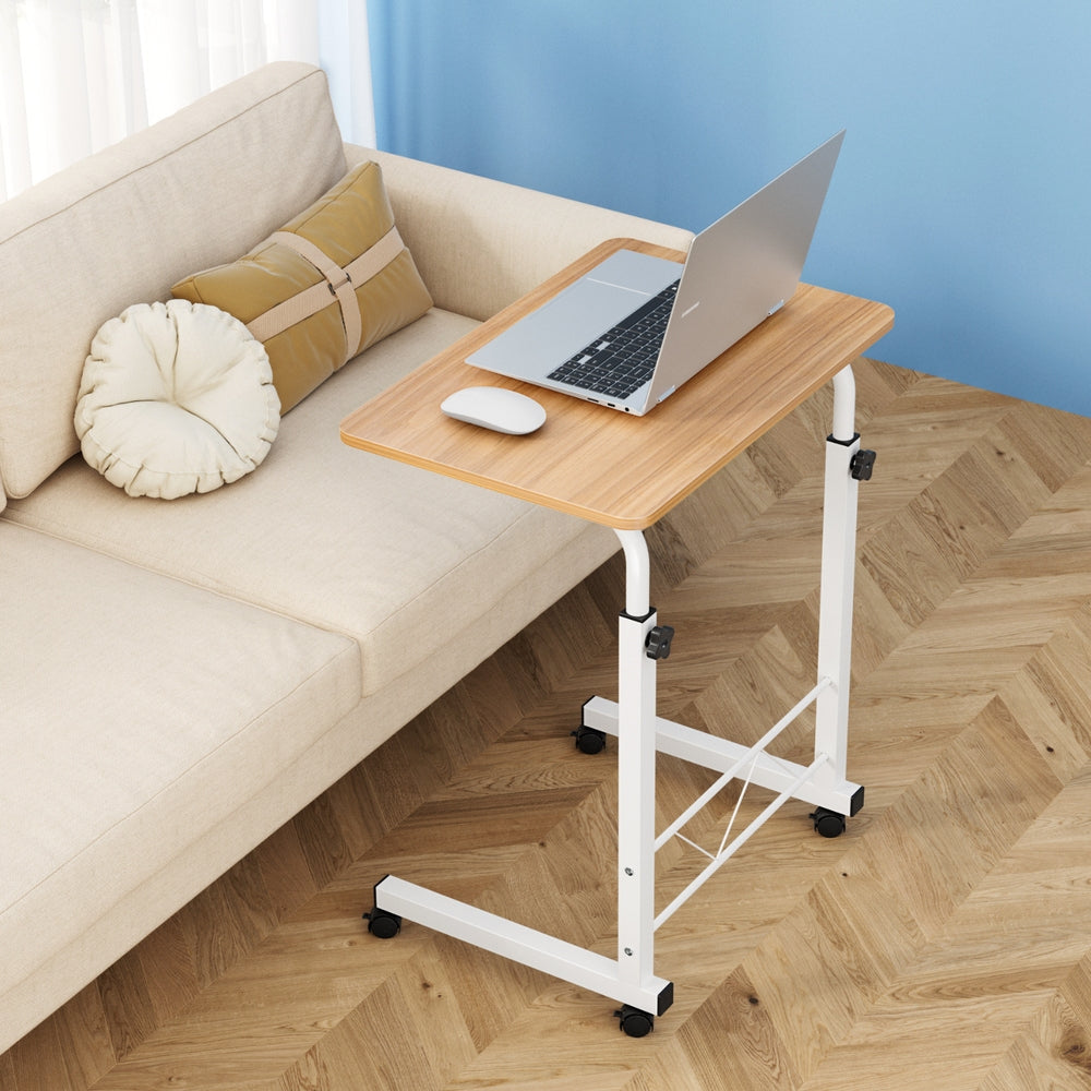 Mobile Travelling Laptop Desk Table Adjustable 60CM Light Wood