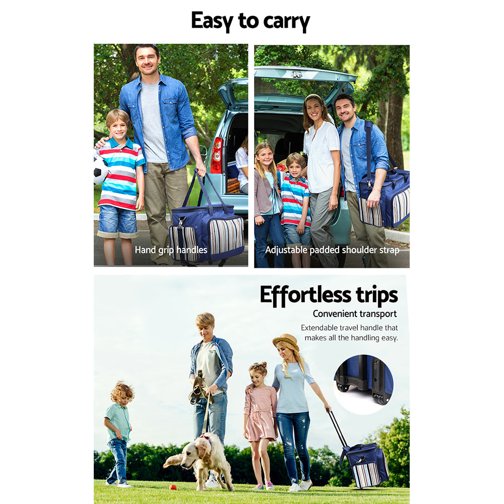 2in1 Work / Cooler picnic set Trolley / Wheels & handle - blue