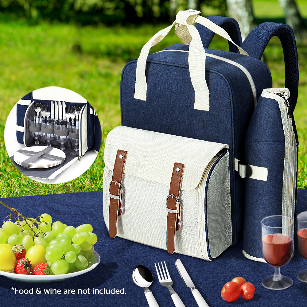 Picnic Basket Set Backpack Insulated - Blue