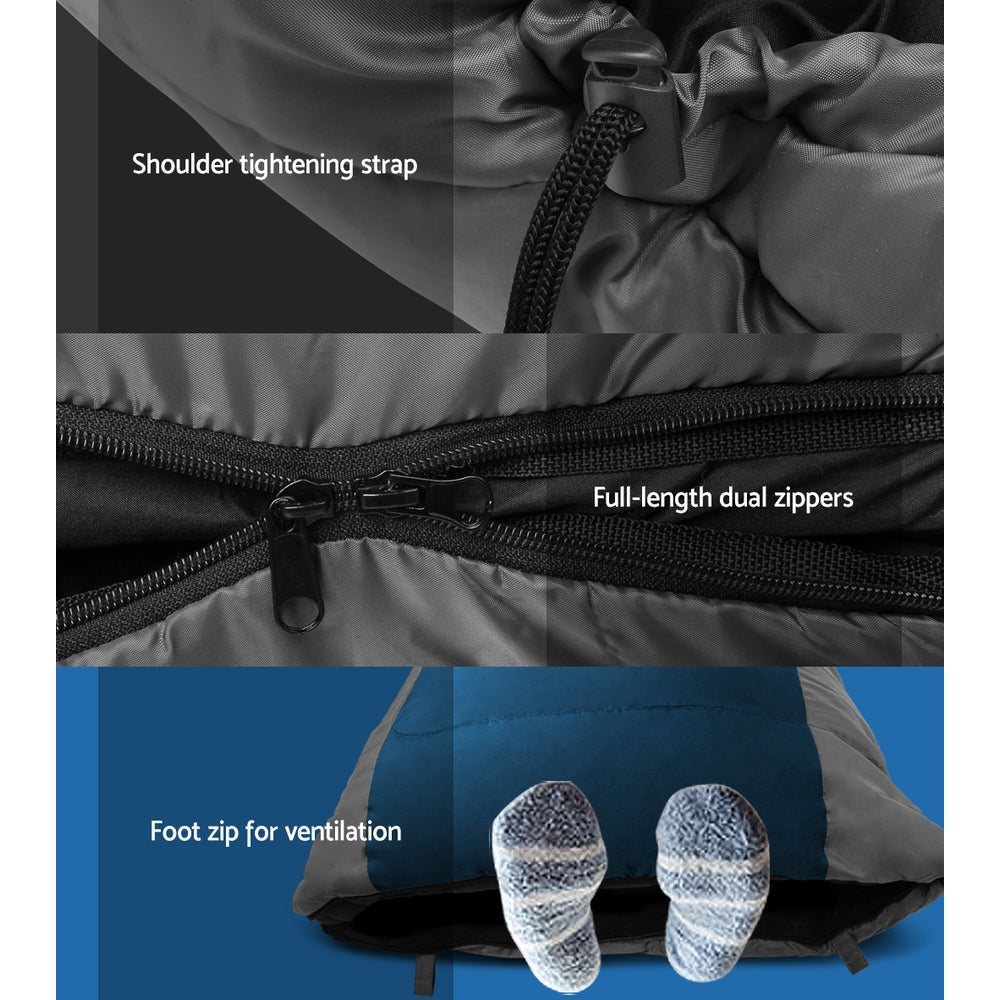 Sleeping Bag Single Thermal Camping - Blue