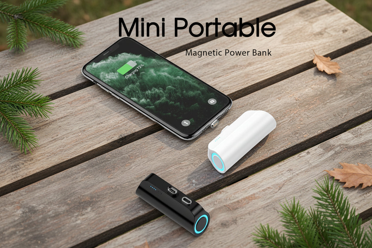 Mini Power Bank 3000mAh 3 Magnetic Connectors - Black