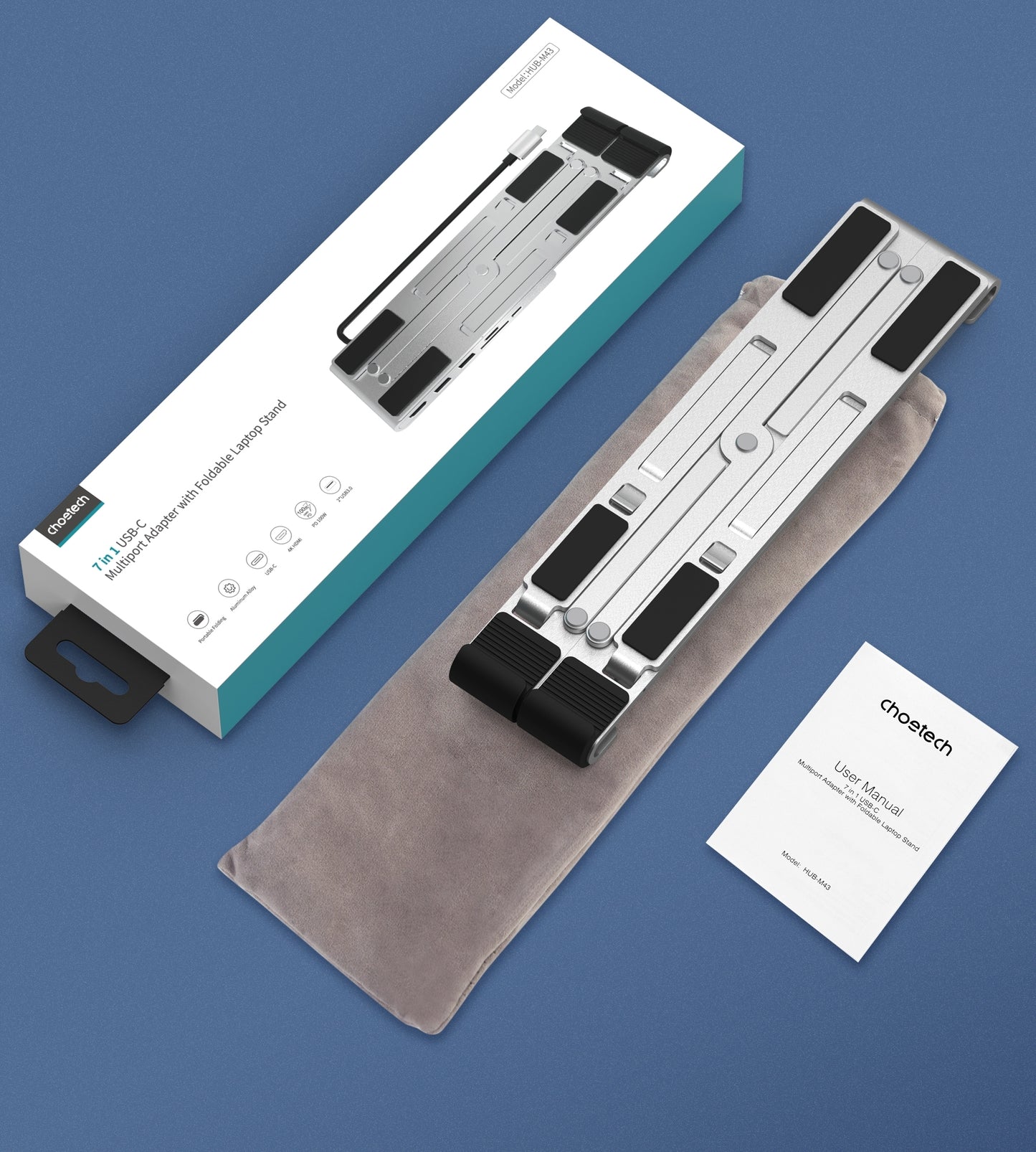 Portable Foldable Laptop Stand with Multiport Adapter