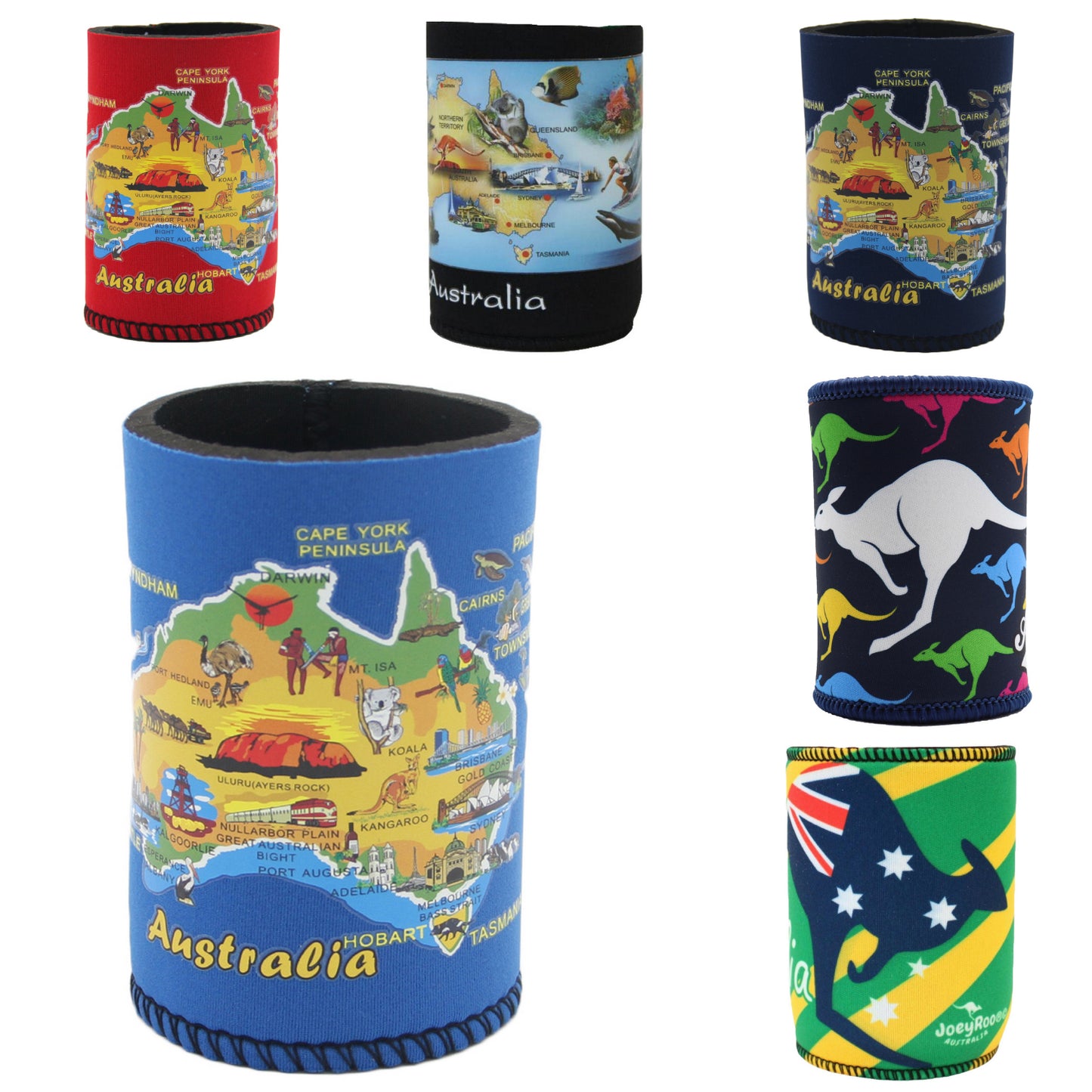 Set of 6 Australia stitched Drink holders - Maps