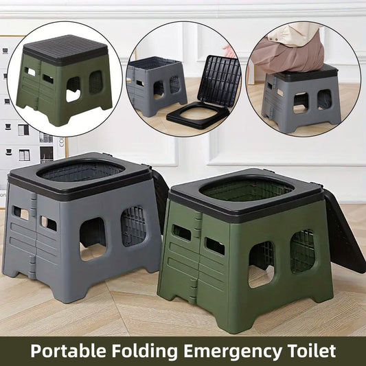 Outdoor Travel Toilet Folding Stool Seat - green