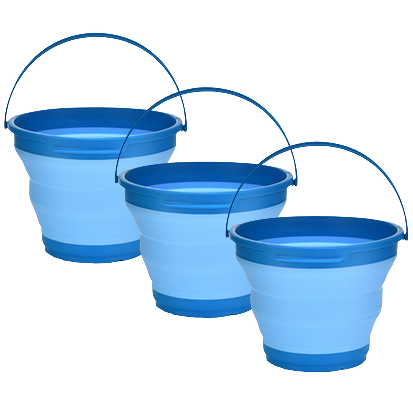 Collapsible Silicone Camping Bucket - Blue