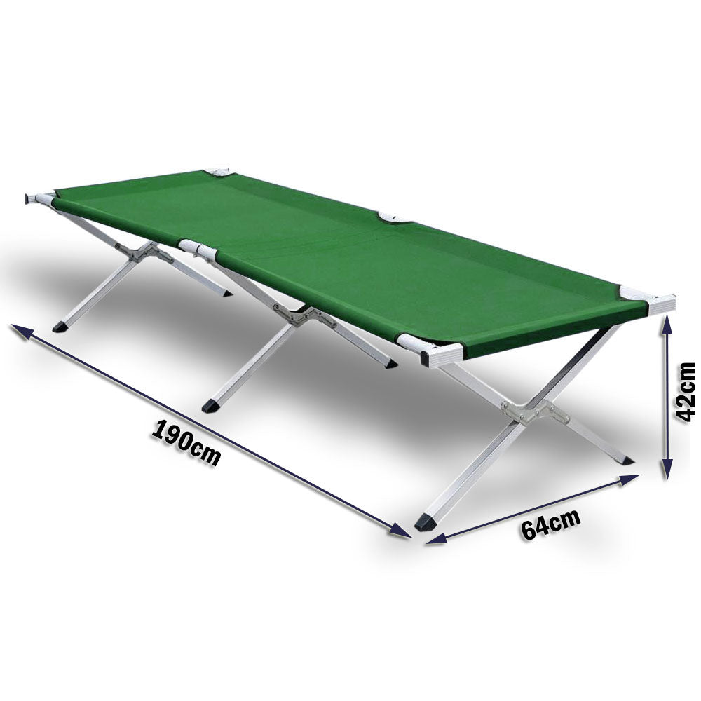 Folding Camping Stretcher Bed Light Weight w/ Carry Bag - green