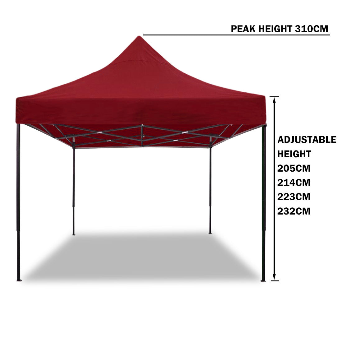 3x3m Pop Up Camping Marquee w/ Side Wall - Red