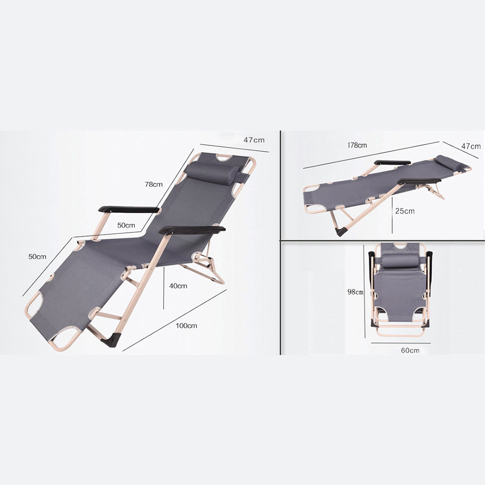 Folding Camping Recliner - River Beach - Arm Rest - grey