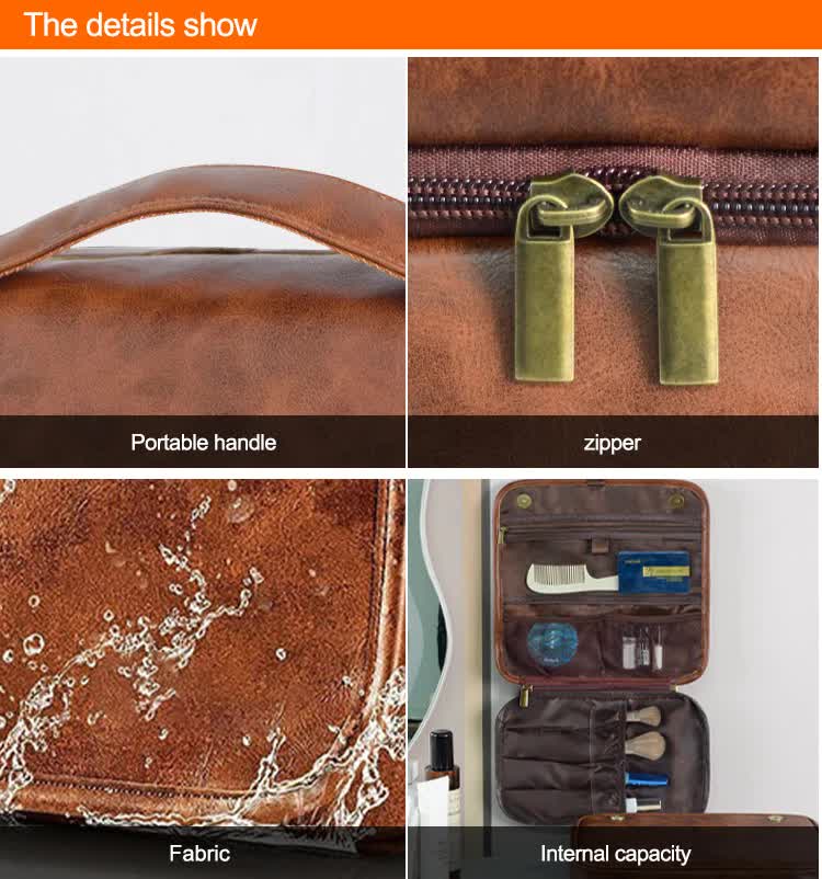 Luxury Glamping Business Travel Toiletry Bag - Waterproof - Light Brown