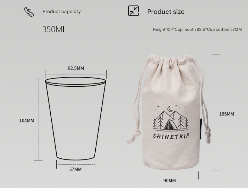 Stainless Steel Camping Cups - set of 4 with bag