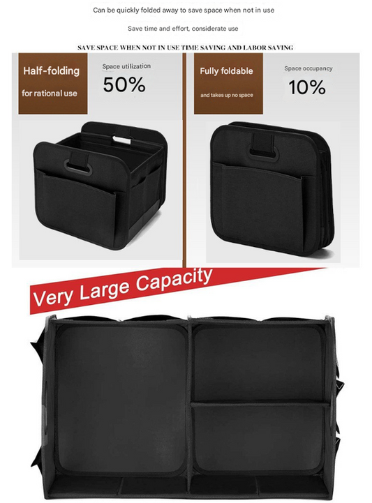 Heavy Duty Collapsible Vehicle Organiser - Large 65L Black & Red