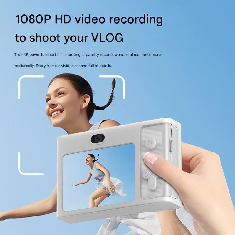 48MP Digital Camera for Kids & Beginners - 1080P Vlogging, 8x Zoom, Filters & Games(pink)