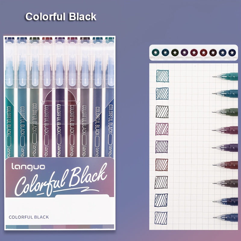 Colourful Black 9PCS/Set Languo Gel Pen Set