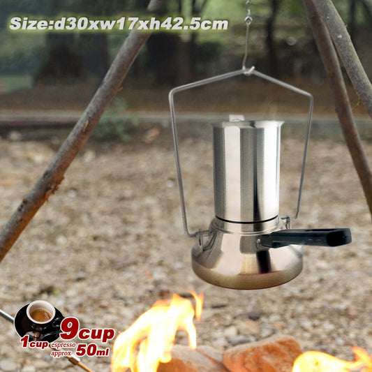 Camping Stainless Steel 9Cup Pot Moka Coffee Maker