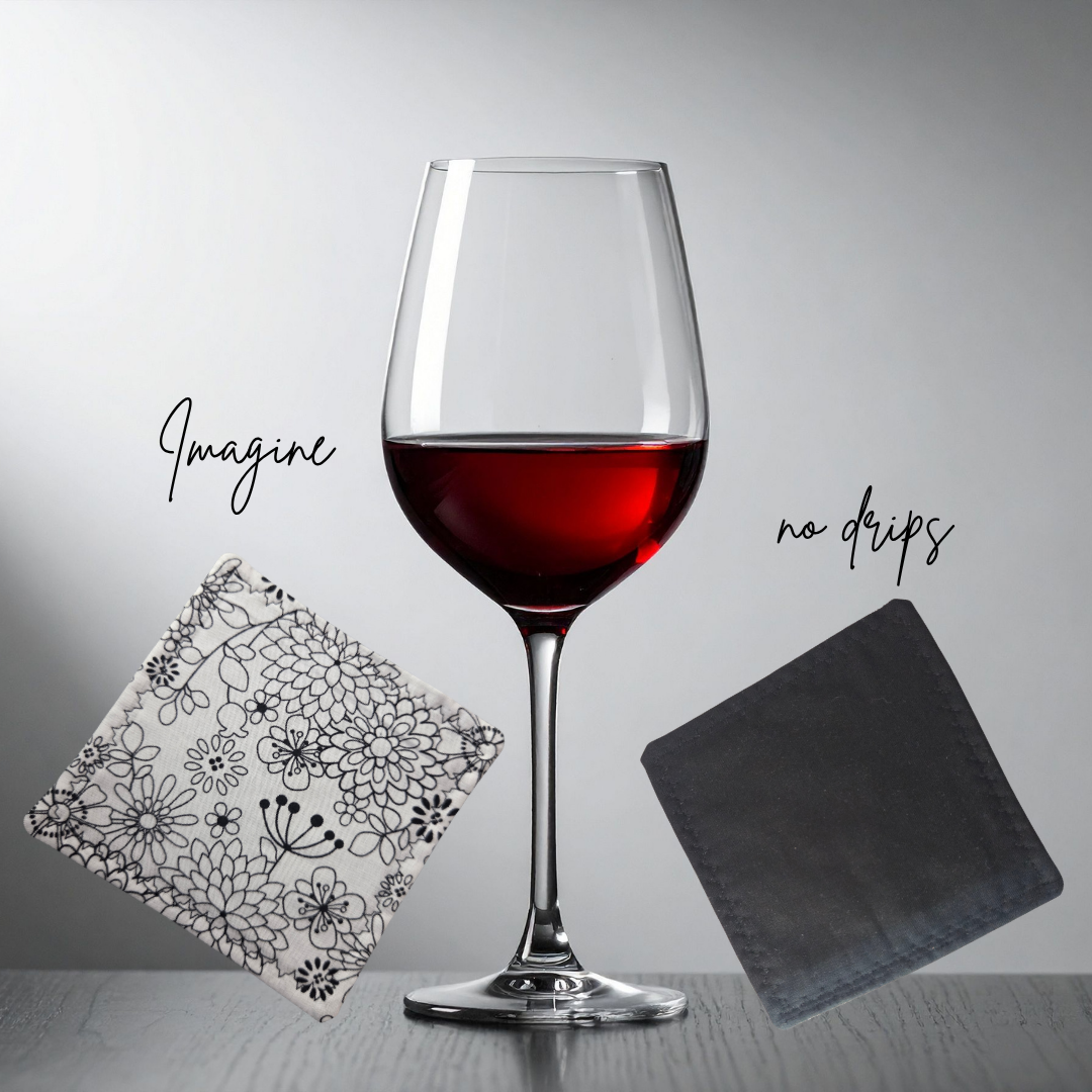 Coasters for Travelling & Camping - Black & White Flowers