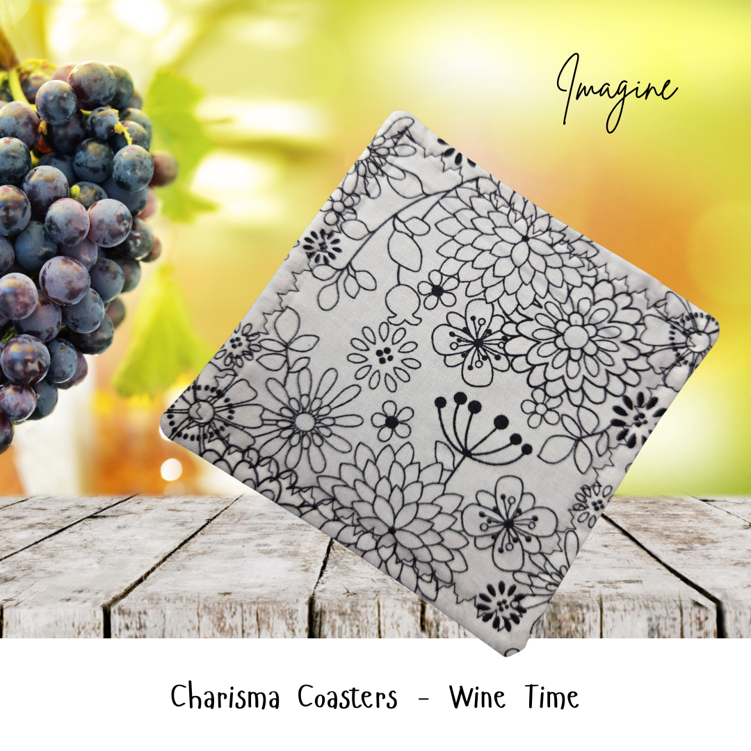 Coasters for Travelling & Camping - Black & White Flowers