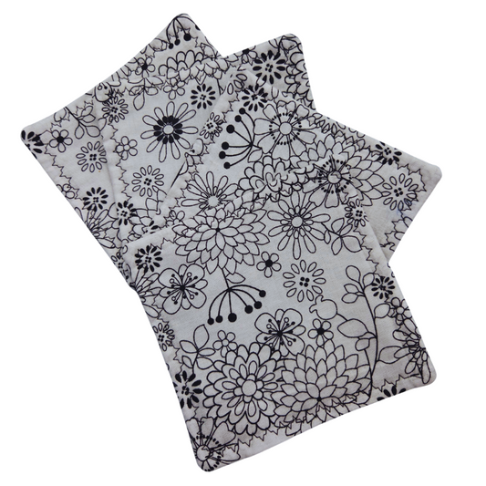 Coasters for Travelling & Camping - Black & White Flowers
