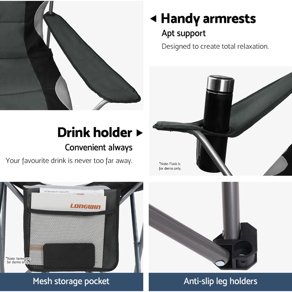 Folding Camp Chair set of 2 - Grey