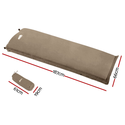 Self Inflating Mattress Camping Single - Coffee
