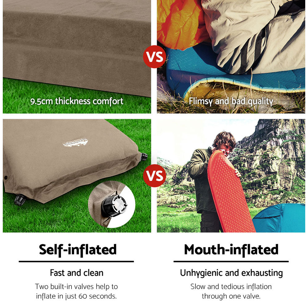 Self Inflating Mattress Camping Single Coffee