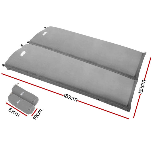 Double Self Inflating Mattress Joinable - Grey