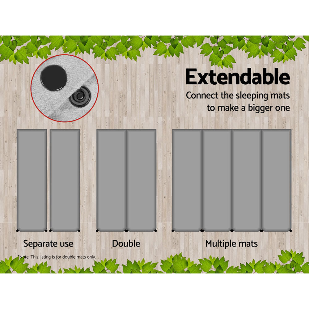 Double Self Inflating Mattress Joinable - Grey