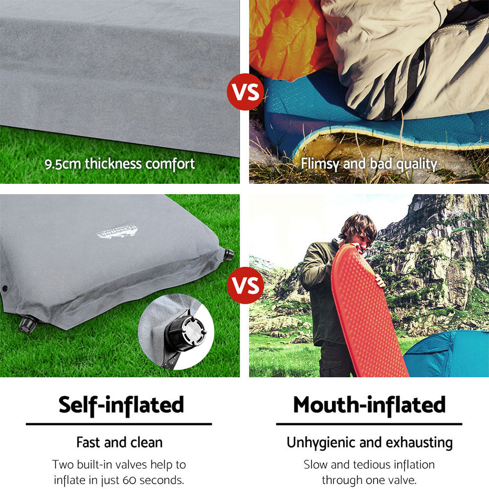 Double Self Inflating Mattress Joinable - Grey