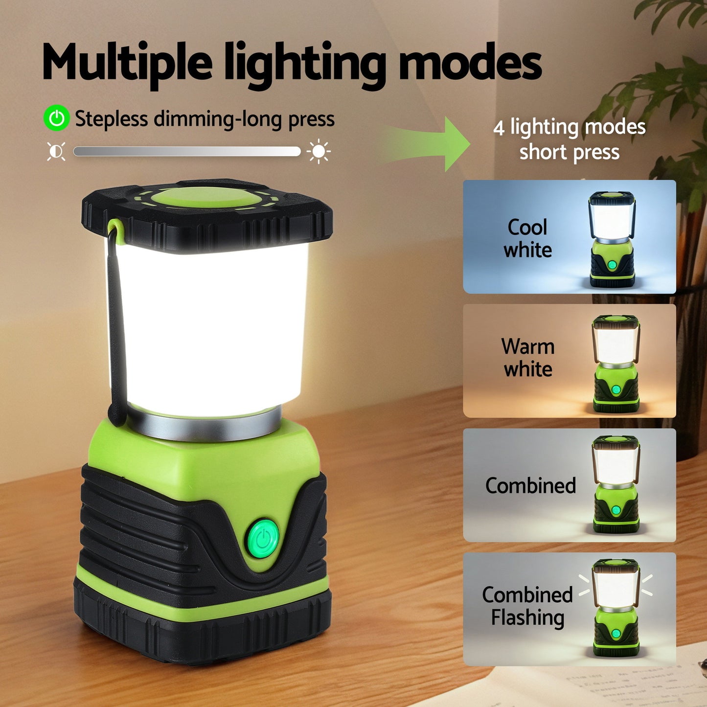 2-Pack LED Camping Lanterns waterproof - Green