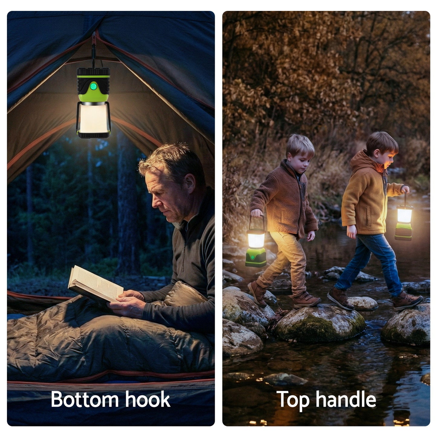 2-Pack LED Camping Lanterns waterproof - Green