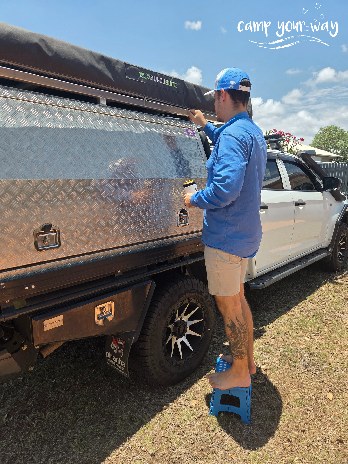 Folding Step Stool - Easy store & carry - Blue