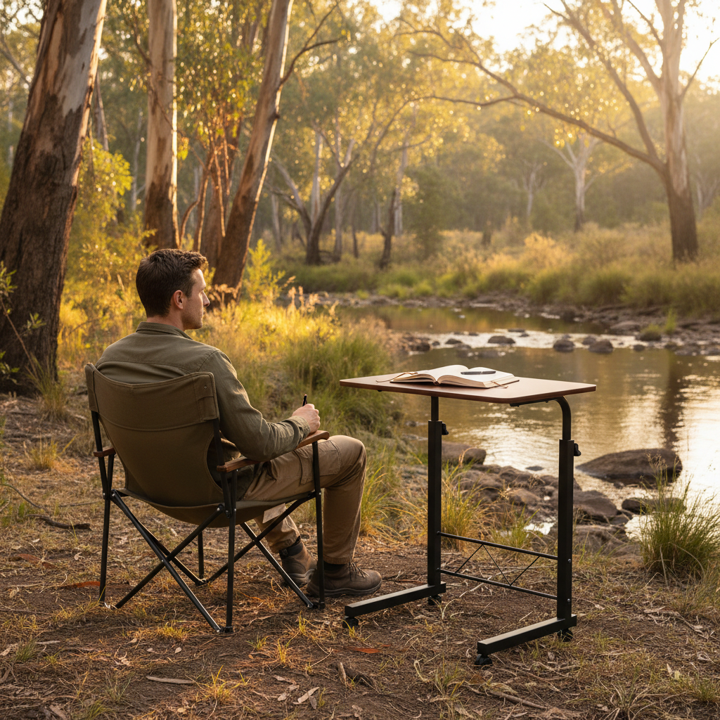 Mobile Laptop Work Table 60CM Dark Wood