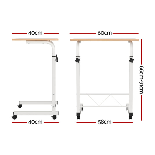 Mobile Travelling Laptop Desk Table Adjustable 60CM Light Wood