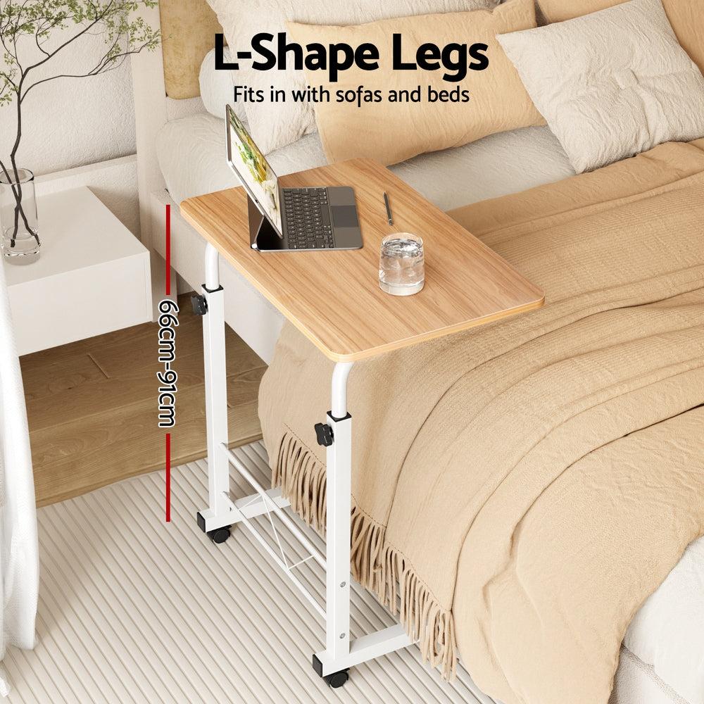 Mobile Travelling Laptop Desk Table Adjustable 60CM Light Wood
