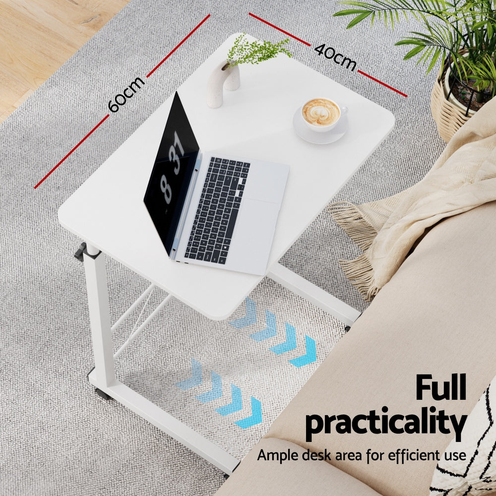 Mobile Travelling Laptop Desk Table Adjustable 60CM White