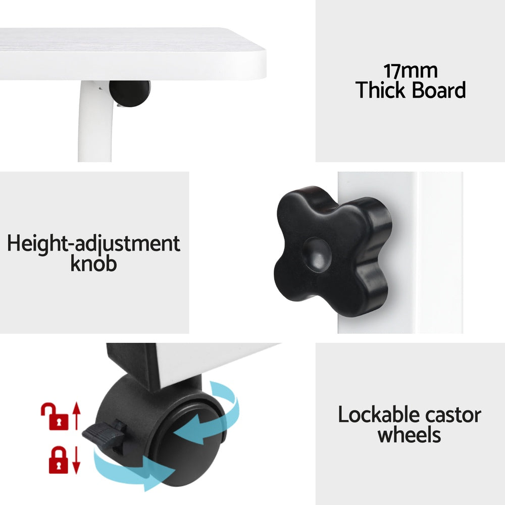 Mobile Travelling Laptop Desk Table Adjustable 60CM White