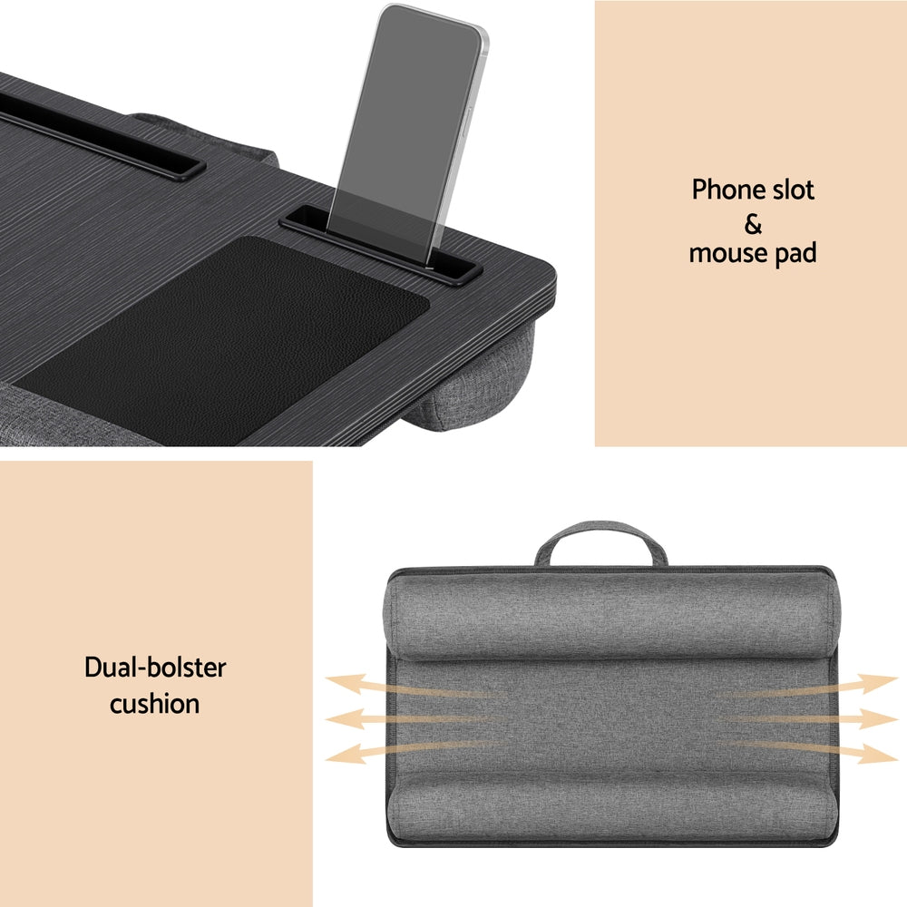 Lap Desk Laptop Wrist-rest Phone Slot - Black