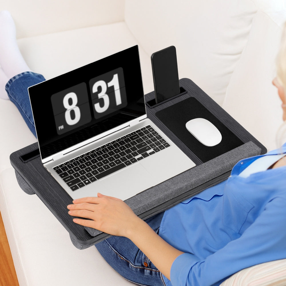 Lap Desk Laptop Wrist-rest Phone Slot - Black