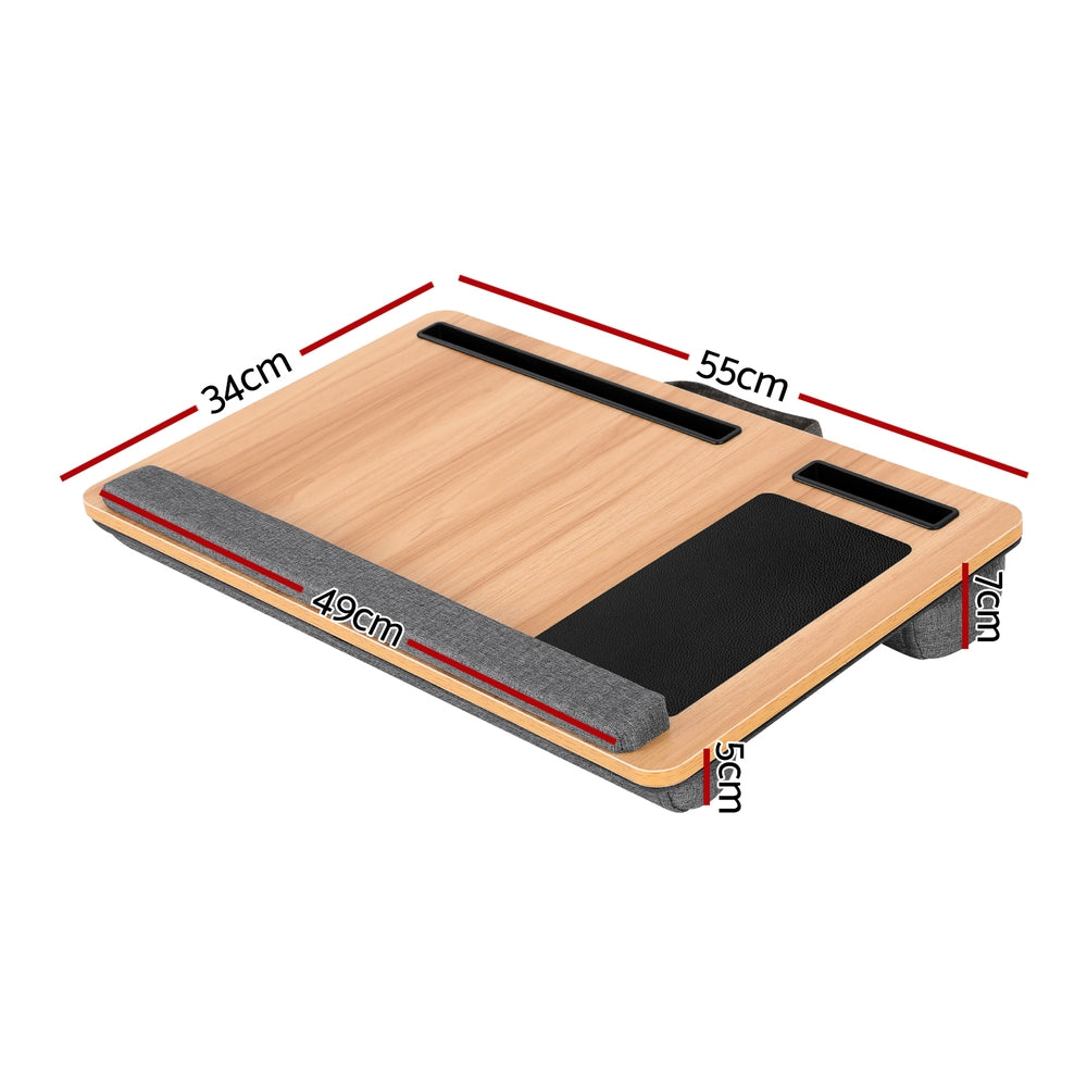 Artiss Lap Desk Wrist-rest iPad & Ph Slot 55cm - OAK