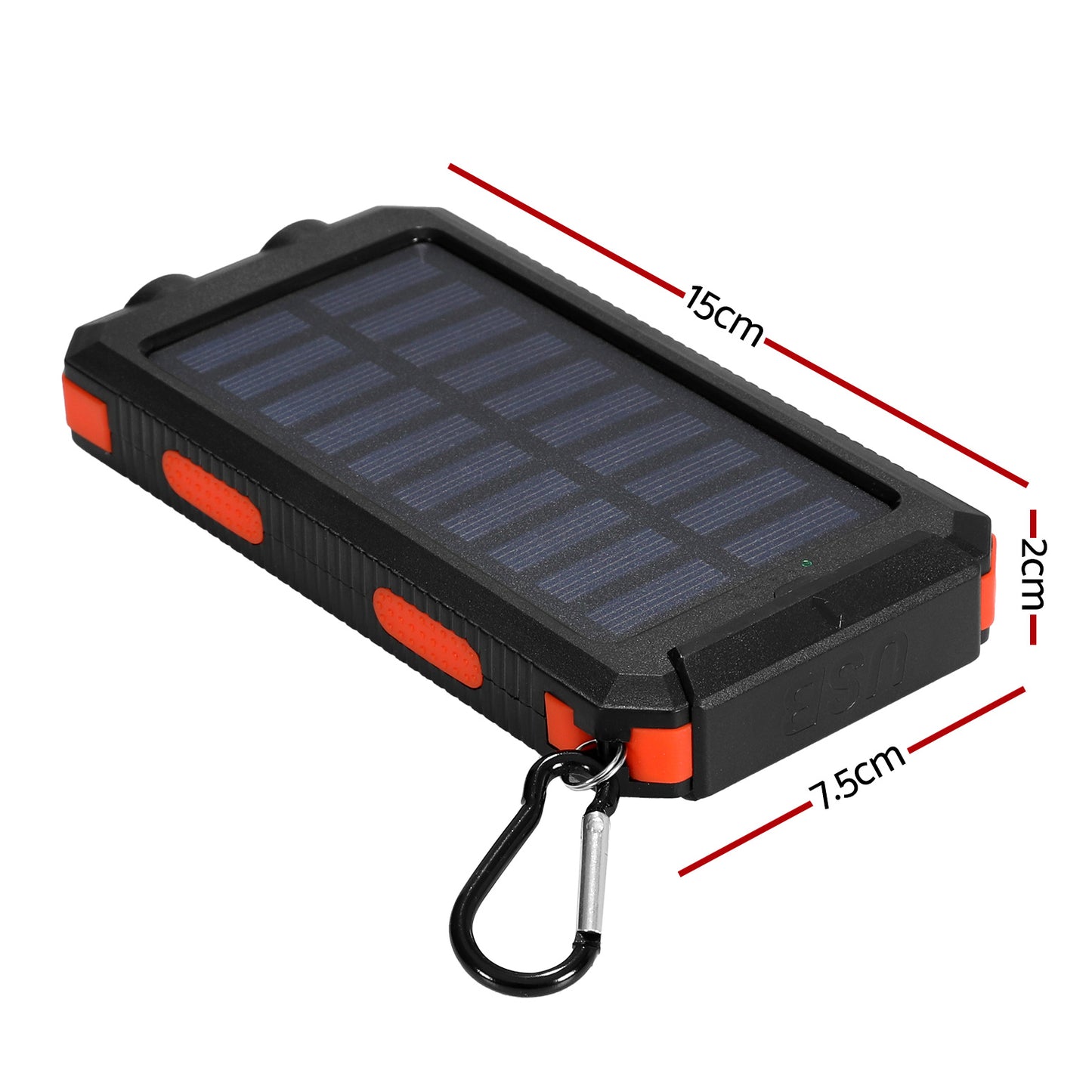 Solar Power Bank 10000mAh Dual USB Phone Charger & Light