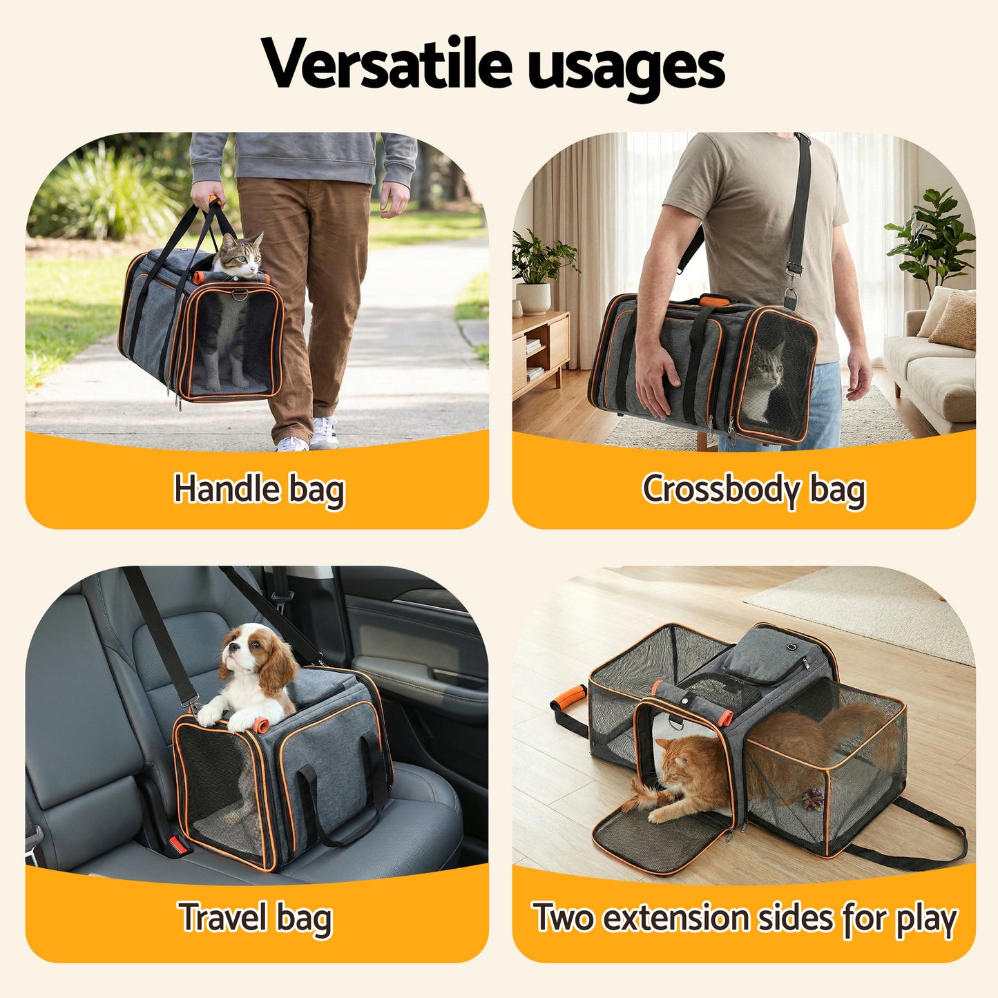 Dog Cat Travel Cage Portable Car Kennel