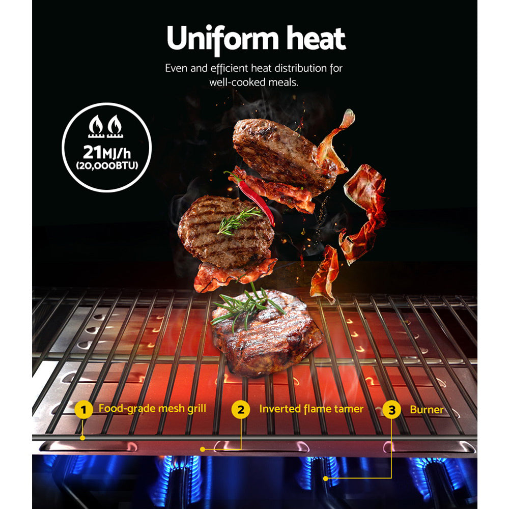 Grillz Portable Gas BBQ Grill 2 Burners w 2 Plates