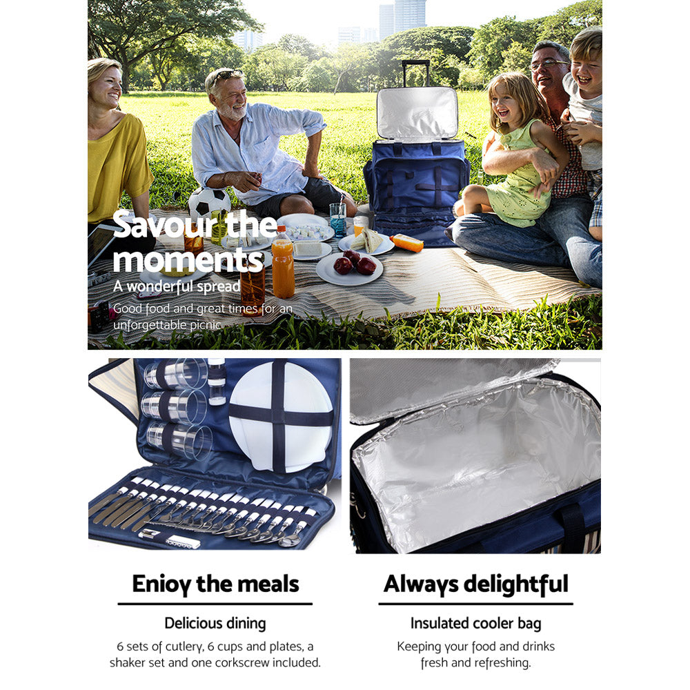 2in1 Work / Cooler picnic set Trolley / Wheels & handle - blue