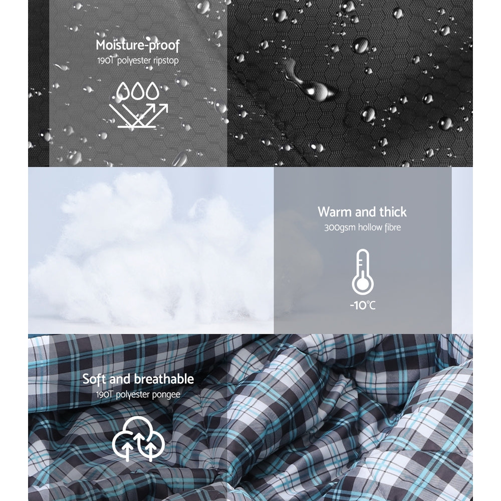 Sleeping Bag Double Pillow Thermal Camping - Grey