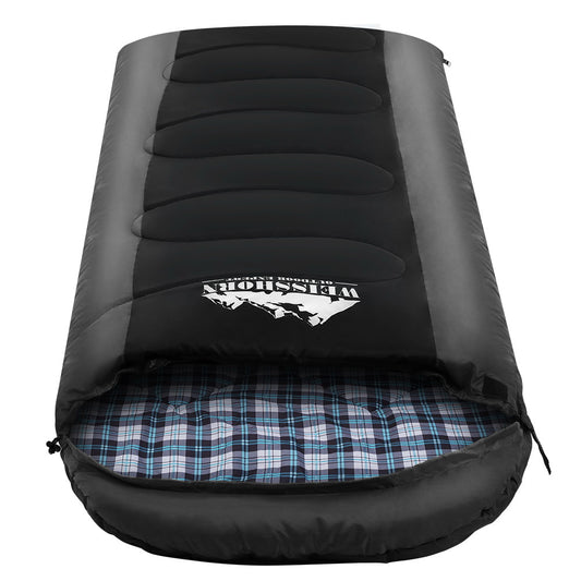 Sleeping Bag Single Thermal Camping - Black