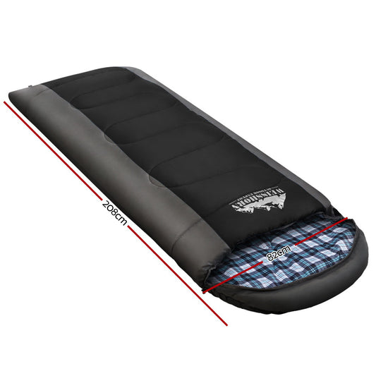 Sleeping Bag Single Thermal Camping - Black