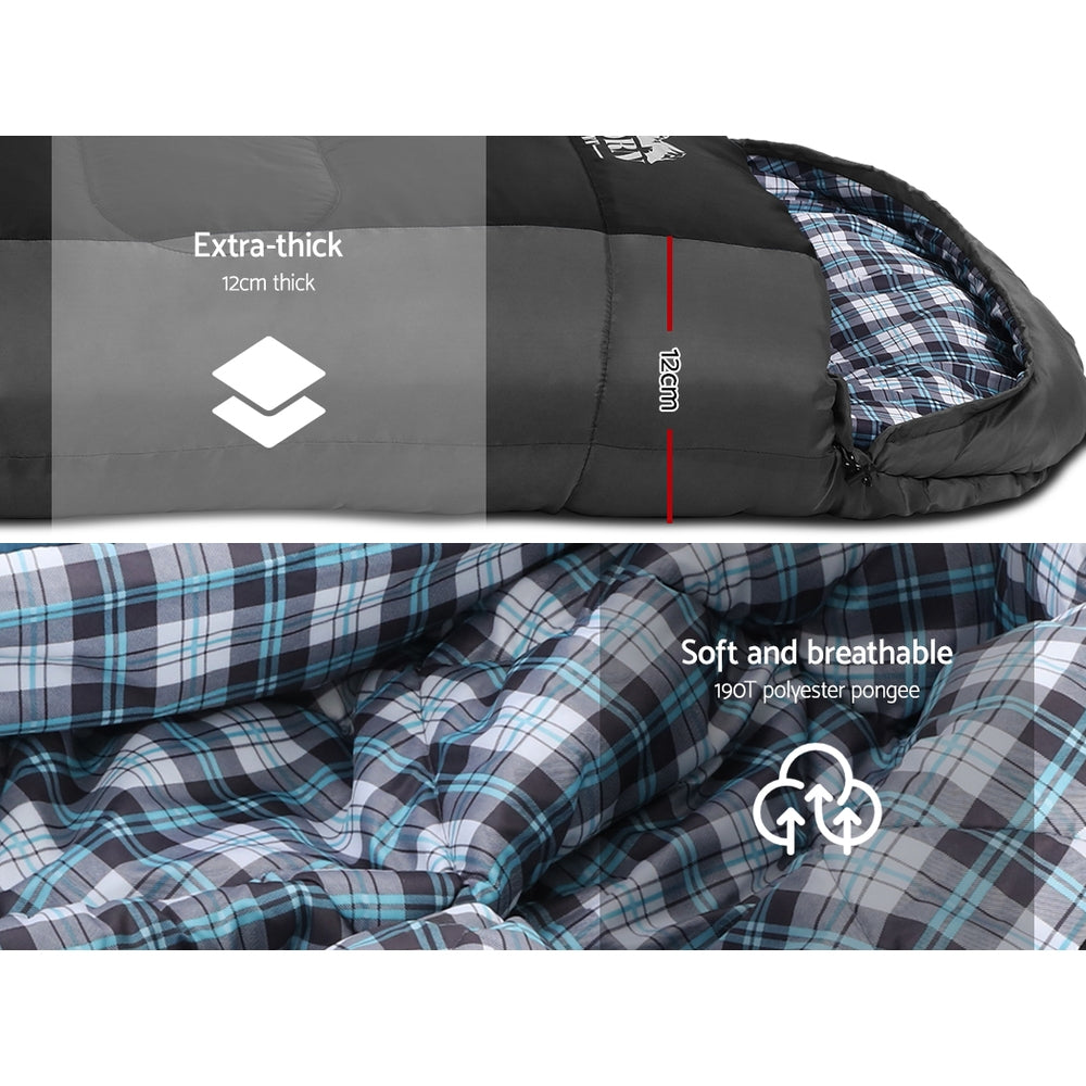 Sleeping Bag Single Thermal Camping - Black