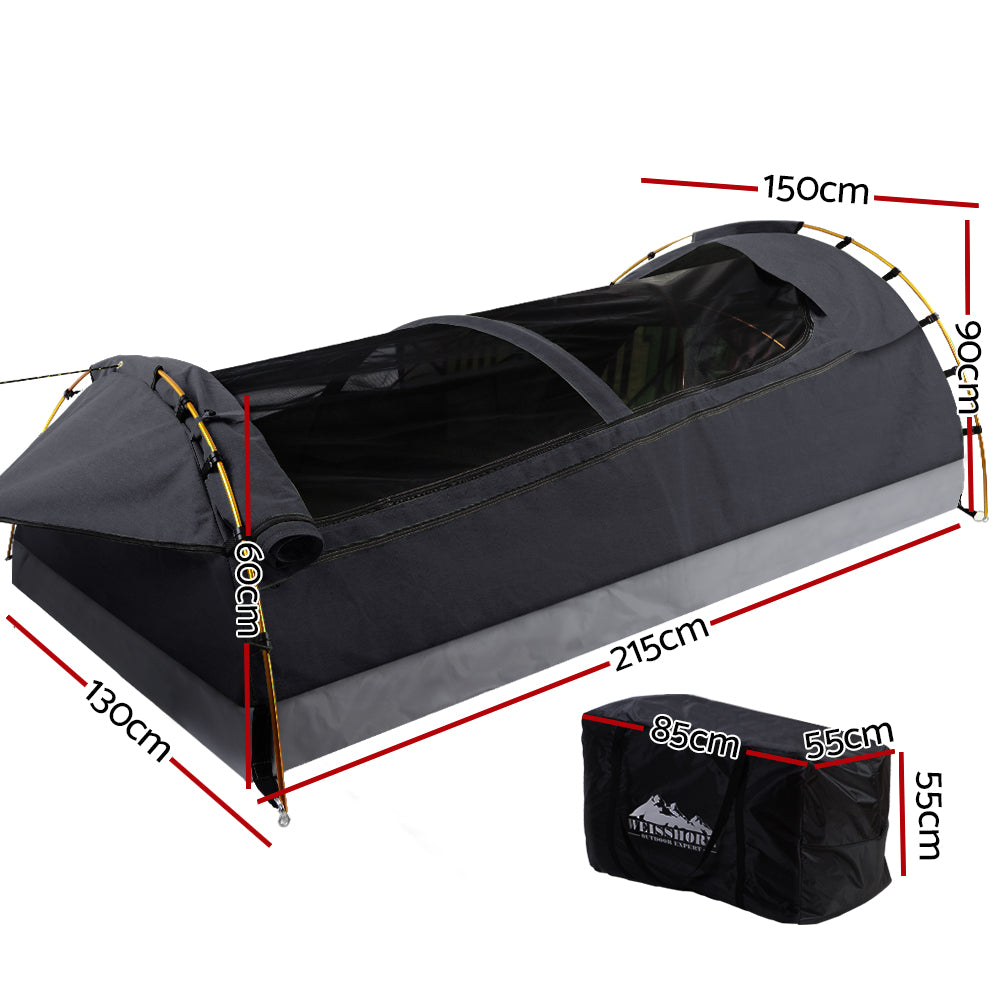 Deluxe Camping Swags Tent DBL - Dark Grey