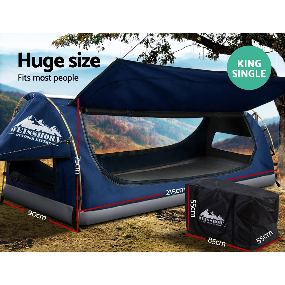 Camping Swag Tent Free Standing - King Single - Blue